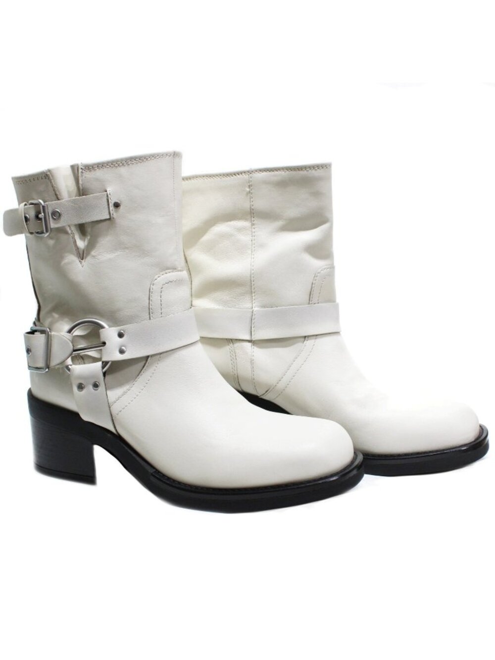 Kenneth Cole New York Stride Motorcycle Boot Whitecap Leather Natural 9M NIB